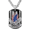 Punk style eagle and world trade center memorial dog tag necklace on cuban chain - Eagle Shield Style