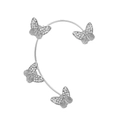 Elegant silver butterfly ear cuff wrap with sparkling zircon stones for non-pierced ears - Silver Style C (Right)