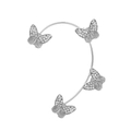 Silver butterfly ear cuff with sparkling rhinestones for non-pierced ears in a minimalist style - Striped Metal Ear Wrap / Silver Style C (Left)