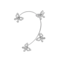 Elegant silver butterfly ear cuff with sparkling rhinestones on a minimalist white background - Silver Style D (Left)