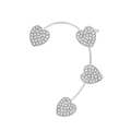Elegant silver-toned ear cuff with four heart-shaped sparkling rhinestones for women - Silver Style E (Left)