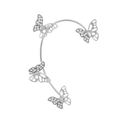 Elegant silver butterfly ear cuff with sparkling rhinestones for non-pierced ears - Asymmetric Butterfly Ear Wrap