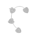 Elegant silver heart ear cuff with sparkling rhinestone crystals on a white background - Heart Shaped Ear Wrap