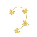 Elegant gold butterfly ear cuff with sparkling rhinestones and textured metal design - Checkered Butterfly Accessory