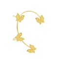 Golden butterfly ear cuff wrap with four filigree butterfly charms on white background - Grid Pattern Butterfly Ear Wrap / Gold Style F (Right)