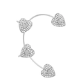 Silver heart-shaped ear cuff with sparkling zircon inlay for women stylish jewelry - Silver L Style Right