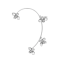 Detailed view of silver ear cuff with sparkling rhinestone-encrusted bee charms - Silver G Style Left