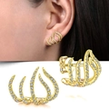 Chic gold-plated four-claw flame earrings featuring shimmering micro-pave white zircons - Gold