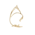 Macro detail of a gold elf ear cuff featuring minimalist geometric hollow curves - Gold Right