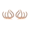 Chic rose gold irregular five-claw stud earrings with sparkling pavé cubic zirconia - Rose Gold