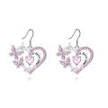 Silver-plated heart and butterfly earrings with pink rhinestones and I love you engraving - Pink Earrings
