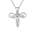 Collier utérus avec zircon en cœur et perles sur une chaîne en argent - Argent