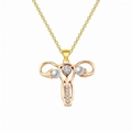 Collier utérus doré avec accents de perles et strass en forme de cœur brillant - Or