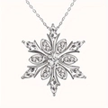 Elegant silver snowflake necklace with sparkling crystals, perfect gift for girls - White Necklace