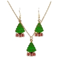 Christmas jewelry set with green enamel tree necklace and hook earrings for women - Classic Christmas Tree