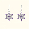 Elegant silver snowflake drop earrings featuring purple marquise and square gemstones - Purple Pearl Earrings