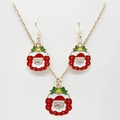 Festive Christmas jewelry set with Santa Claus pendants, necklace and earrings in gold finish - Smiling Santa Claus