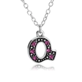 Silver alphabet Q pendant necklace with pink rhinestones for women jewelry - Letter Q