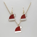 Christmas Santa hat jewelry set with red enamel earrings and gold star necklace - Witch Hat 1