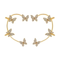 Sparkling gold butterfly ear cuff earrings with pavé crystals for non-pierced ears - Gold Style A