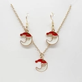 Christmas jewelry set with Santa hat moon necklace and earrings in gold-toned finish - Witch Hat 2