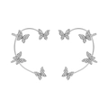 Elegant silver butterfly ear cuffs with sparkling crystals for non-pierced ears - Butterfly Ear Cuffs / Silver Style A
