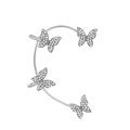 Elegant silver butterfly ear cuff with sparkling rhinestones for non-pierced ears - Butterfly Ear Cuff