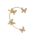 Elegant gold butterfly ear cuff featuring sparkling white rhinestones for non-pierced ears - Sparkling Butterfly Ear Wrap / Gold Style A (Right)