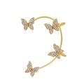 Sparkling golden ear cuff featuring four rhinestone-encrusted butterfly charms for women - Gold Style A (Left)