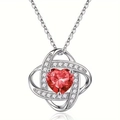 Elegance clover heart necklace with red gemstone and cubic zirconia in 925 silver - Jan-Red