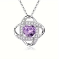 Macro view of purple heart cut gemstone pendant with twisted silver pavé setting - June - Light Purple