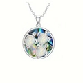 Collier tortue élégant en argent avec opale blanche et détails en nacre d'abalone - Argent