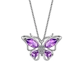 Zilveren vlinderketting met paarse edelstenen en een fijne schakelketting - Paarse Vlinder Ketting
