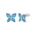 Elegante vlinder oorknopjes met diepblauwe marquise geslepen stenen in zilveren finish - Lichtblauw Vlinder Oorknopjes