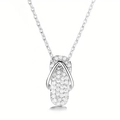 Sparkling silver flip-flop pendant necklace with cubic zirconia on a white background - Silver