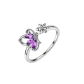 Zilveren open ring met paarse marquise kristallen en vlinder-bloem ontwerp - Paarse Vlinder Ring