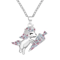 Charming unicorn pendant necklace with colorful rhinestones on a polished silver chain - Silver
