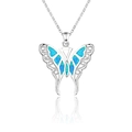 Elegante Halskette mit Silbernem Schmetterling-Anhänger und blauen Opaleinsätzen - Blau