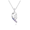 Collana Best Friends in argento con pendente a cuore blu e cristalli sfumati scintillanti - Stile a Mezzo Cuore (BEST)