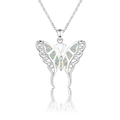 Elegante Halskette mit Silber Schmetterling-Anhänger und weißem Opal im filigranen Design - Weiß