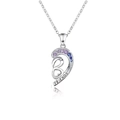 Collana Best Friends in argento con gemma viola e ciondolo a mezzo cuore - Stile a Mezzo Cuore (FRIENDS)