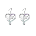 Silver Mom heart earrings with purple and green crystals and I love you engraving - Purple And Blue (Earrings)