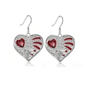 Silver-toned heart and wing earrings with red enamel and white sparkling crystals - Earrings