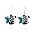 Pendientes de panda y bambú en plata con cristales verdes para mujer conjunto - Pendientes