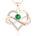 Collana cuore infinito oro rosa con cristallo verde e incisione I Love You chic - May Green Stone Rose Gold