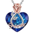 Collana con cuore in cristallo blu con rosa e incisione Sister regalo donna - Blu viola