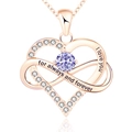 Collana cuore infinito oro rosa con pietra portafortuna viola e incisione I love you - June Light Purple Stone Rose Gold