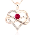 Collana cuore infinito oro rosa con pietra rossa e incisione d'amore eterno - July Rose Red Stone Rose Gold