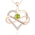 Collana cuore infinito in oro rosa con gemma verde e incisione I love you da donna - August Light Green Stone Rose Gold