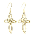 Gold Celtic knot heart cross earrings with polished finish and elegant ear hooks - Gold Earrings